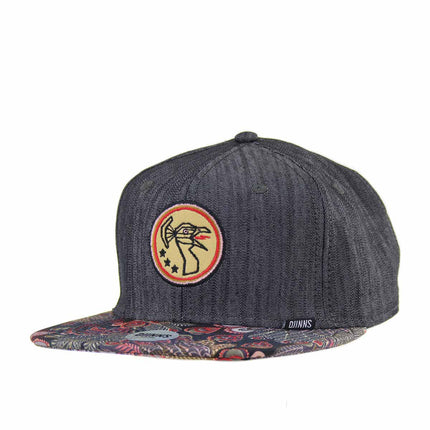 Djinns Peacock Linen Rev. 6 Panel Snapback Cap 6P SB Peacock Linen Rev. Black-