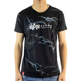 Alpha Industries Inc Lightning All Over Print T-Shirt 106500-95 - schwarz-weiss