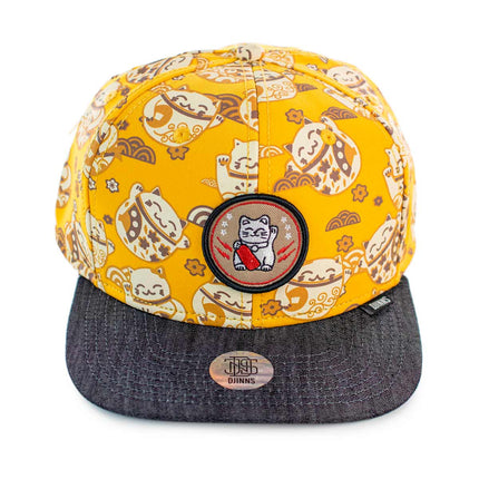 Djinns 6 Panel Lucky Cat Linen Snapback Cap 1004065 - gelb-schwarz