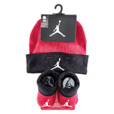 Jordan Basic Hat and Bootie Combo Set (0-6 Monate) LJ0102-R78 - rot-schwarz