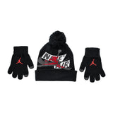 Jordan Jumpman Classic Pom Beanie and Gloves Winter Mütze und Handschuhe für Kinder 9A0281-KR5 - schwarz-rot-grau