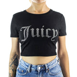 Juicy Couture Diamante Fitted Cropped T-Shirt JCWC221048-101 - schwarz