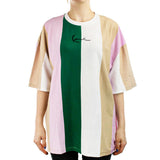 Karl Kani Small Signature Striped T-Shirt Kleid 61308623 - beige-grün-weiss-rosa
