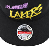 Mitchell & Ness Los Angeles Lakers NBA HWC Slap Sticker Classic Red Snapback Cap HHSSINTL1091-LALBLCK-