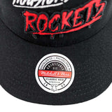 Mitchell & Ness Houston Rockets NBA HWC Slap Sticker Classic Red Snapback Cap HHSSINTL1091-HROBLCK-