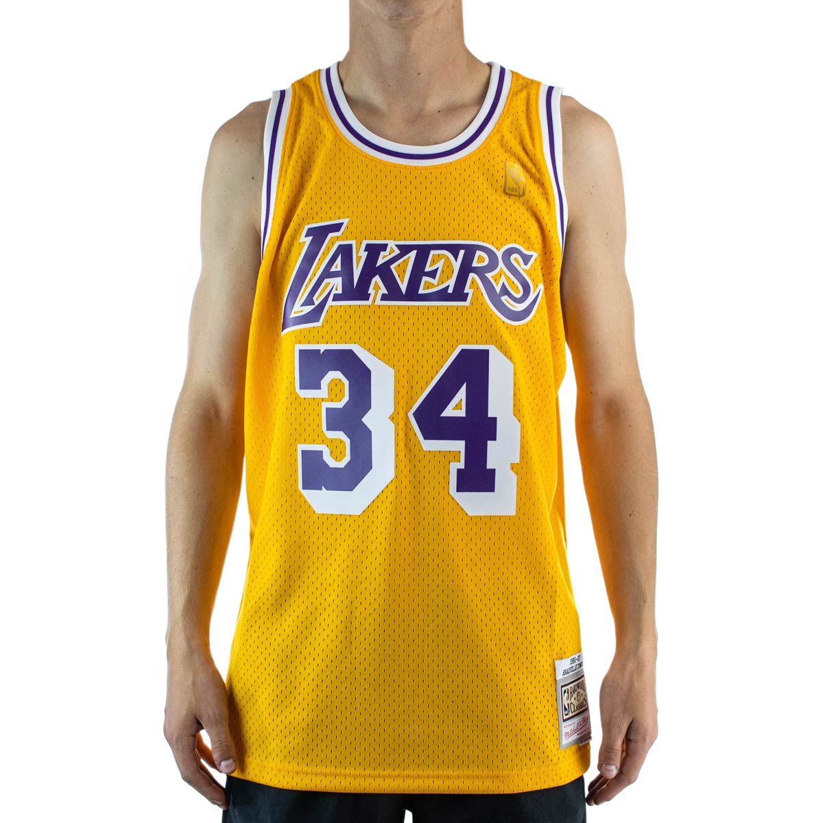 Mitchell & Ness Los Angeles Lakers #34 Shaquille O'Neal yellow Swingman  Jersey (SMJYGS18177)