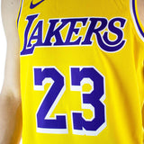 Nike Los Angeles Lakers NBA Icon Edition #23 Lebron James Swingman Jersey Trikot CW3669-734 - gelb-lila