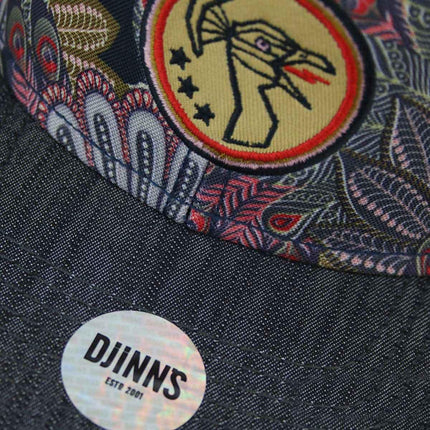 Djinns Peacock Linen 6 Panel Snapback Cap 6P SB Peacock Linen Black-